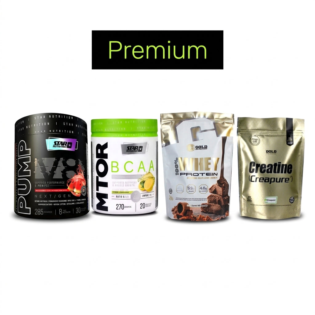 🏋 COMBO RENDIMIENTO — Whey + Creatina + Pre-entreno + BCAA (PREMIUM)